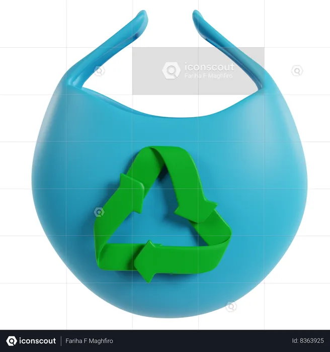 Blue Recycle Bag With Green Symbol  3D Icon