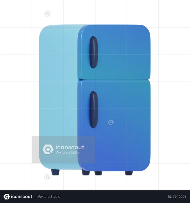 Blue Refrigerator  3D Icon