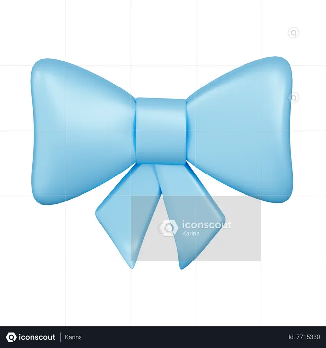 Blue Ribbon Bow  3D Icon