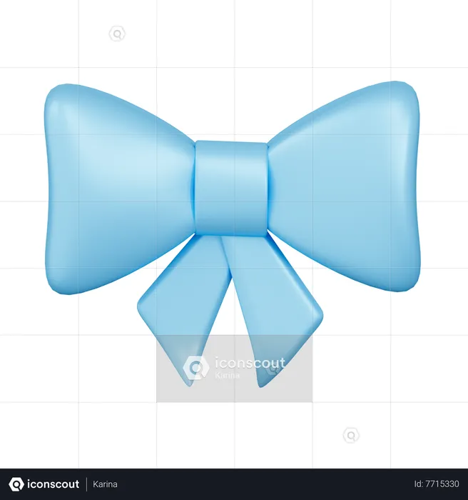Blue Ribbon Bow  3D Icon