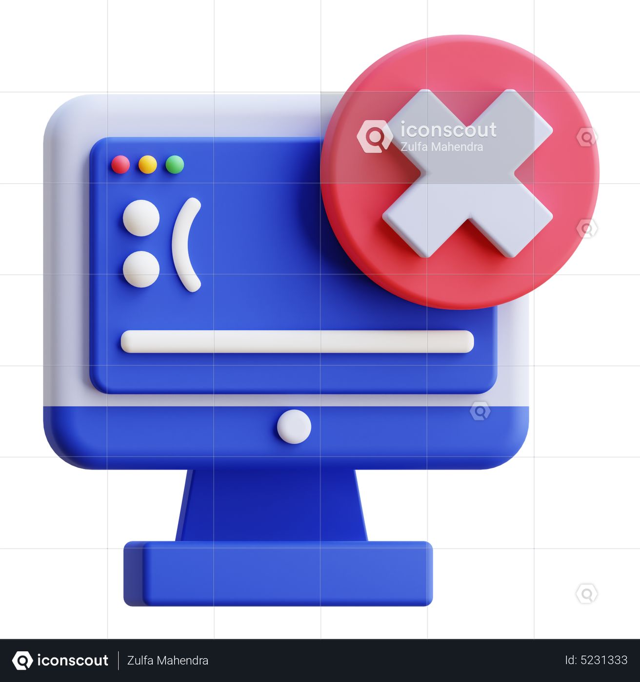 Premium Blue Screen Error 3D Icon download in PNG, OBJ or Blend format