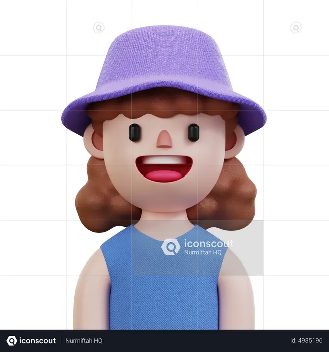 Blue Shirt Woman  3D Icon