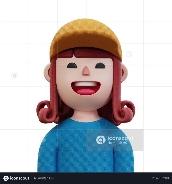 Blue Shirt Woman  3D Icon