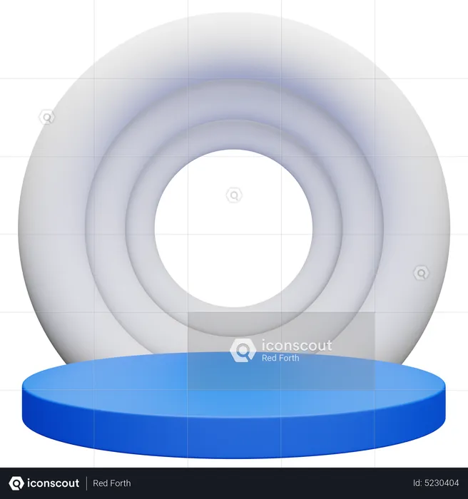 Blue White Doughnut Podium  3D Icon