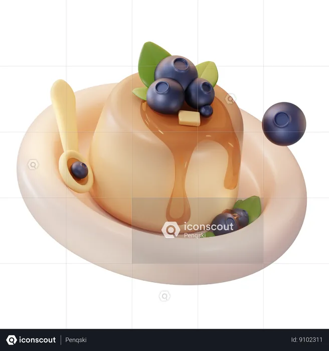 Blueberry Pancake Melted  3D Icon