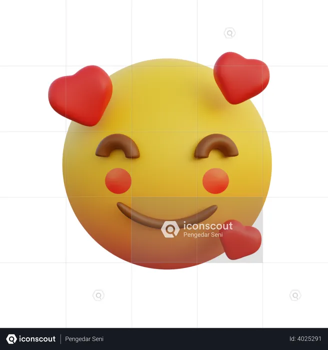 Blushing red cheeks with love Emoji 3D Illustration