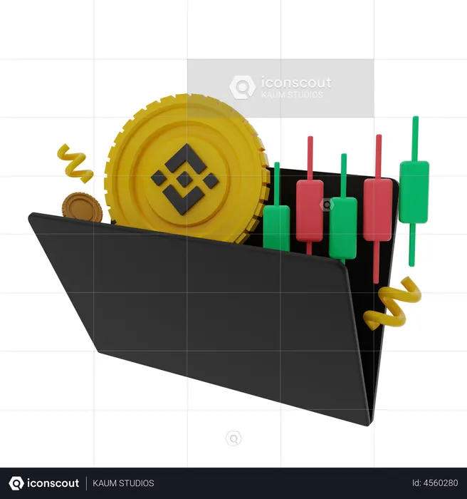 BNB Coin Treading Folder  3D Illustration