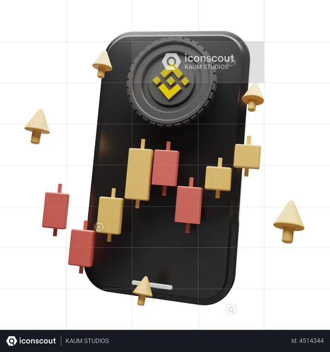 Application de crypto-monnaie BNB  3D Illustration