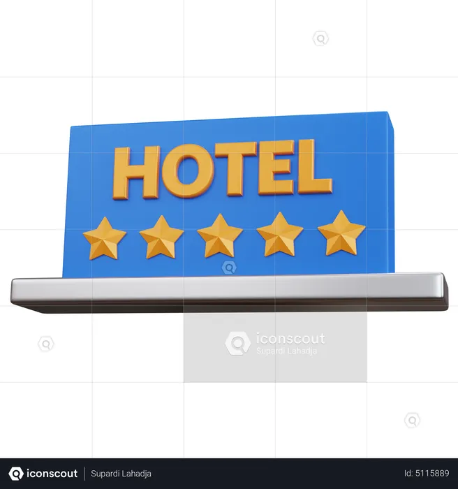 Board Hotel With Five Star  3D Icon