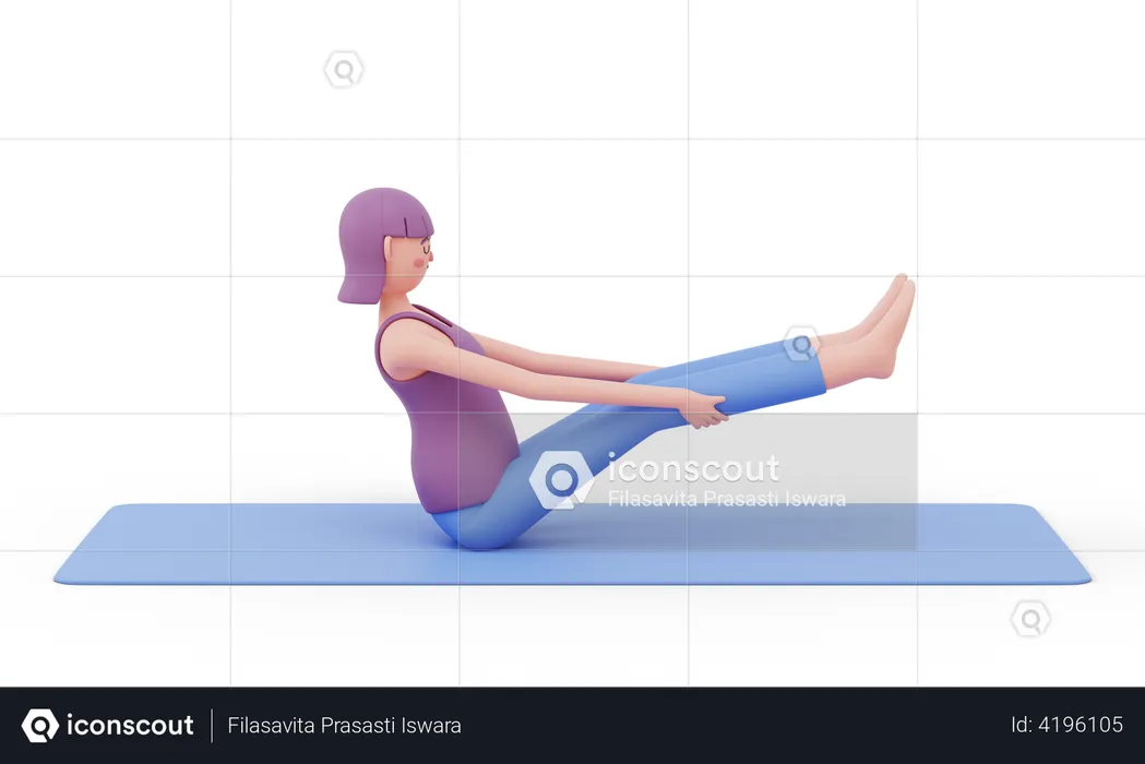 Boat Yoga Pose  3D Illustration