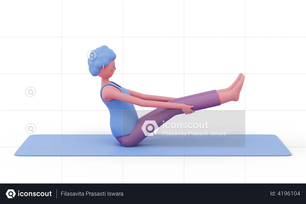 Boat Yoga Pose  3D Illustration