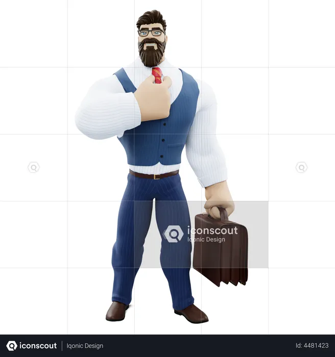 Bodybuilder Businessman  3D Icon