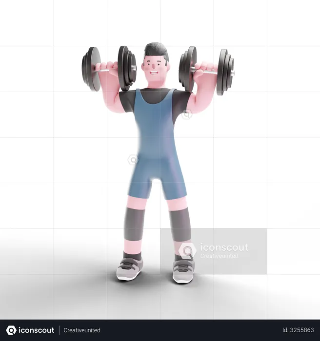 Bodybuilder doing arm workout  3D Illustration