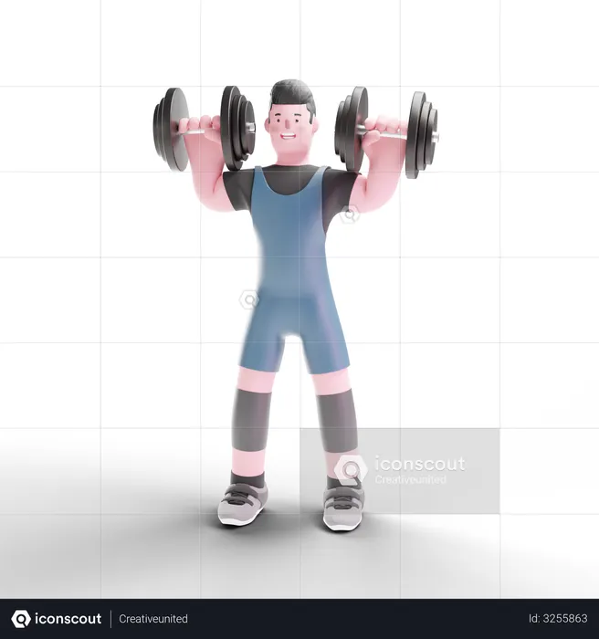Bodybuilder doing arm workout  3D Illustration
