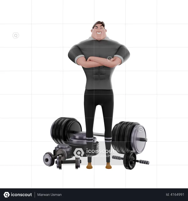 Bodybuilder In Gym  3D Illustration