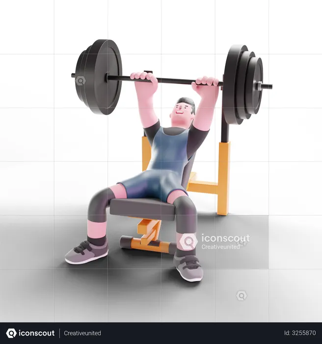 Bodybuilder lifting barbell  3D Illustration