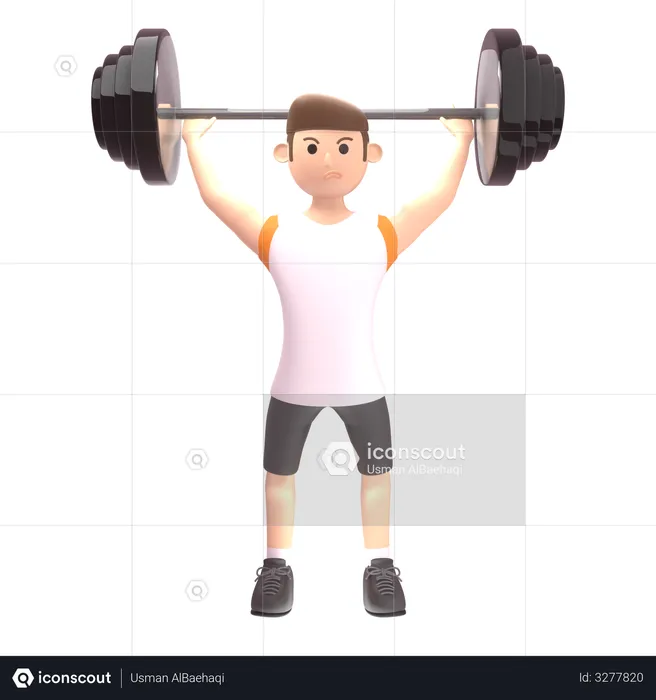 Bodybuilder lifting barbell  3D Illustration