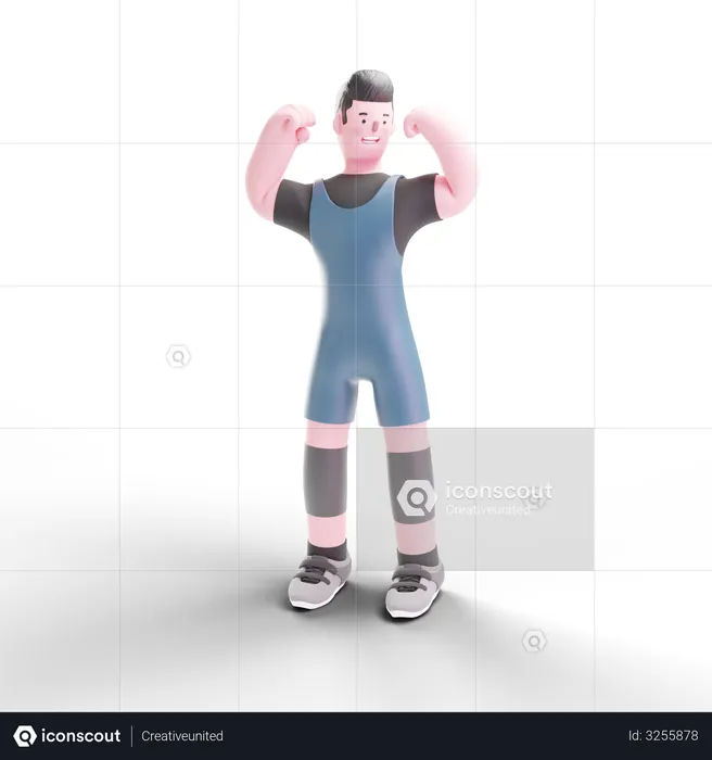 Bodybuilder showing his biceps  3D Illustration