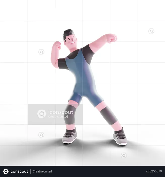 Bodybuilder standing in pose  3D Illustration