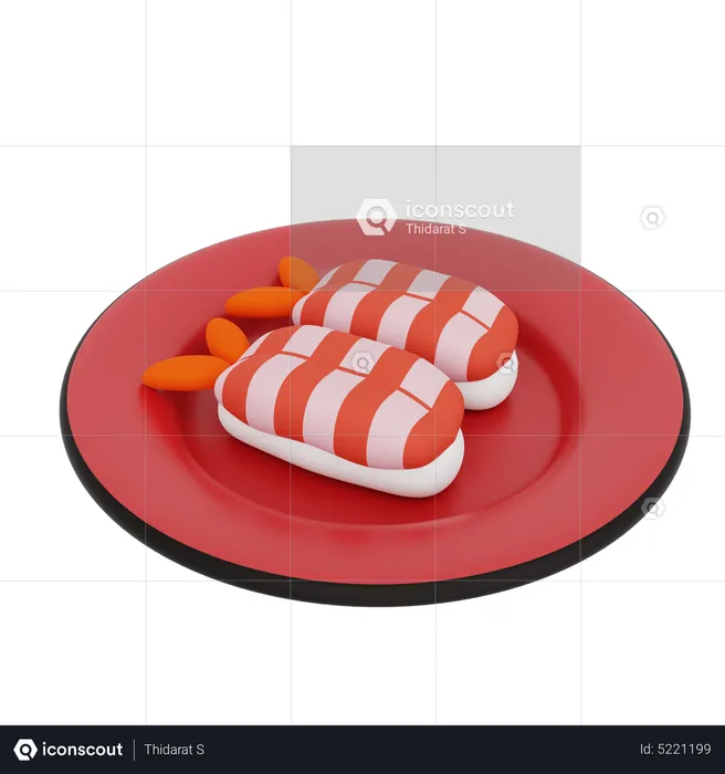 Boiled Shrimp Sushi  3D Icon
