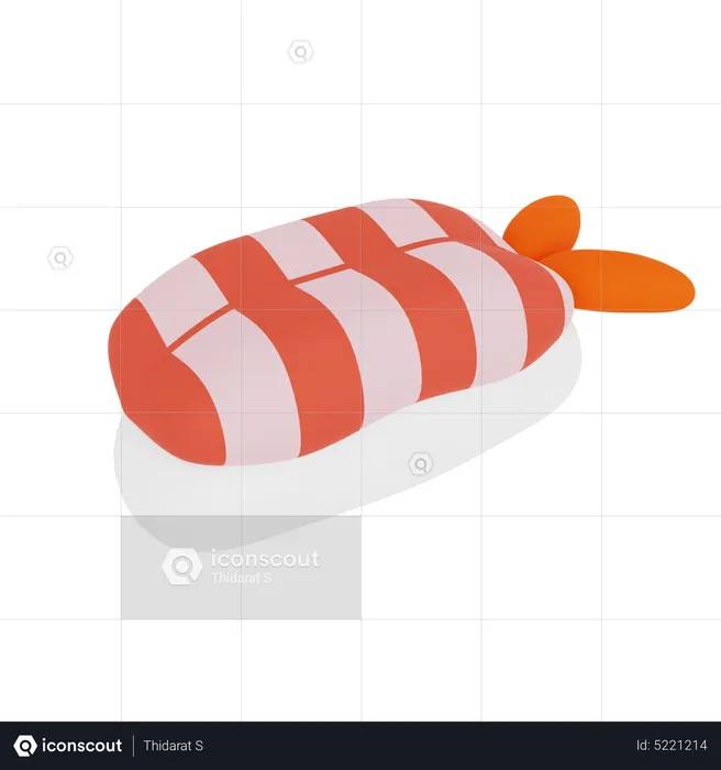 Boiled Shrimp Sushi  3D Icon