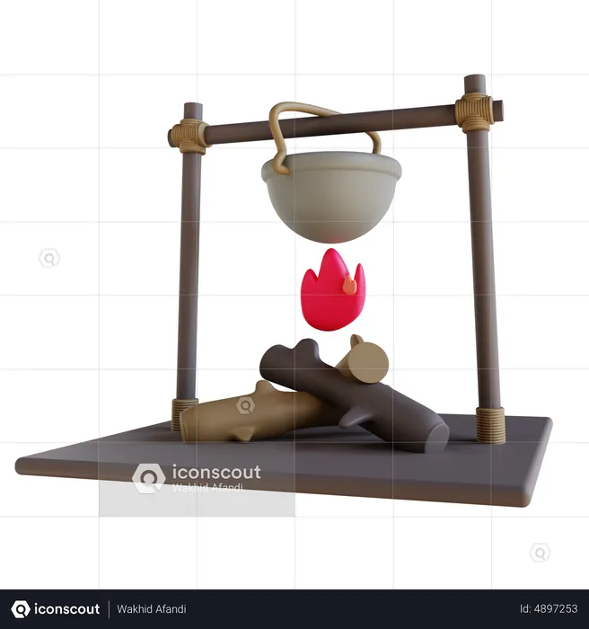 Boiling Water On Campfire  3D Icon