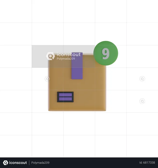 Boîte et neuf notification  3D Icon