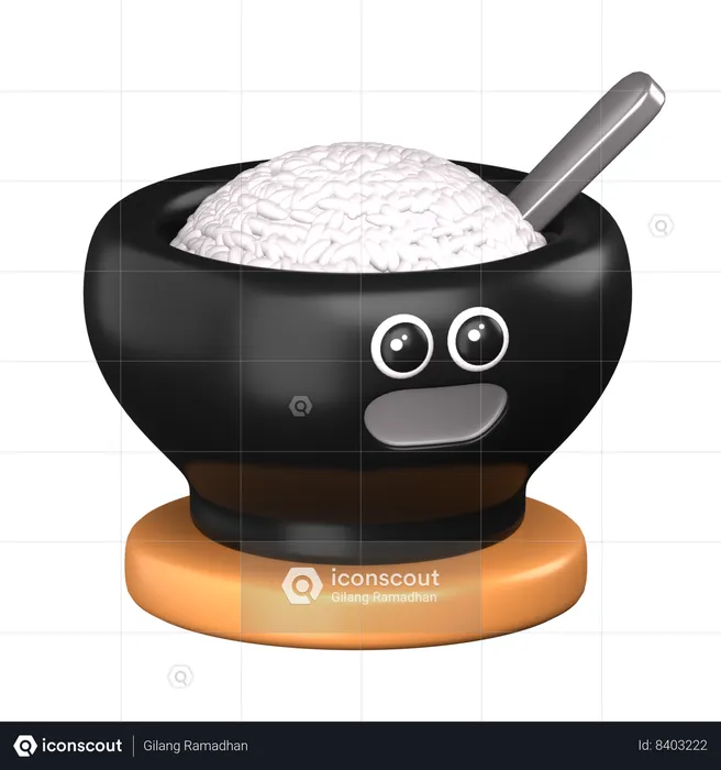 Bol de riz Emoji 3D Icon