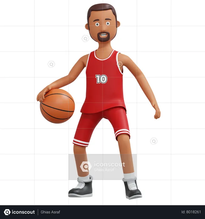 Bola de drible de jogador profissional de basquete  3D Illustration