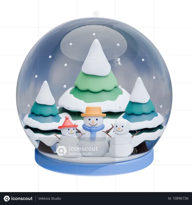 Bola de nieve con muñecos de nieve  3D Icon