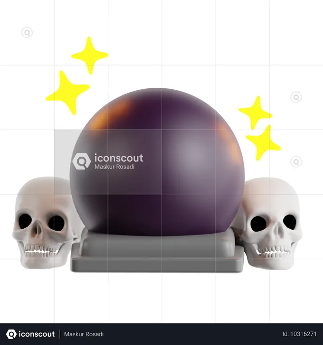 Bola mágica con calavera  3D Icon