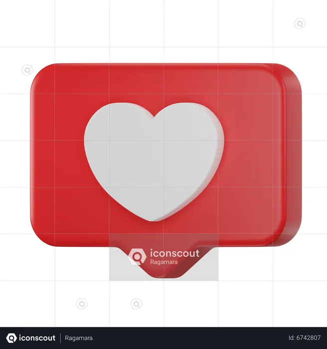 Bolha bate-papo amor formato de coração  3D Icon