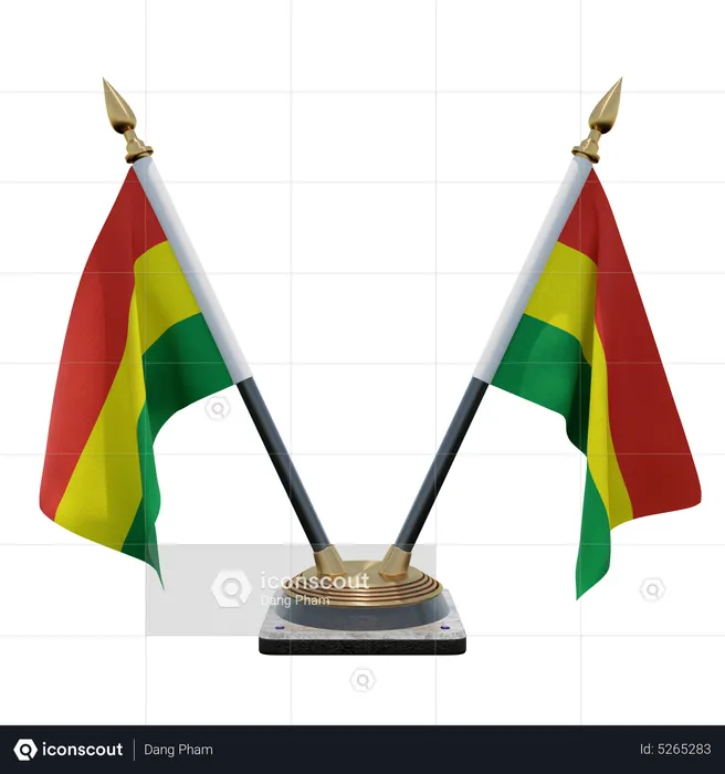 Bolivia Double (V) Desk Flag Stand Flag 3D Icon