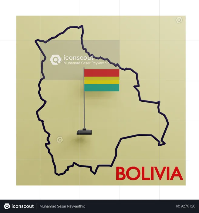 Bolivia Map Flag 3D Icon