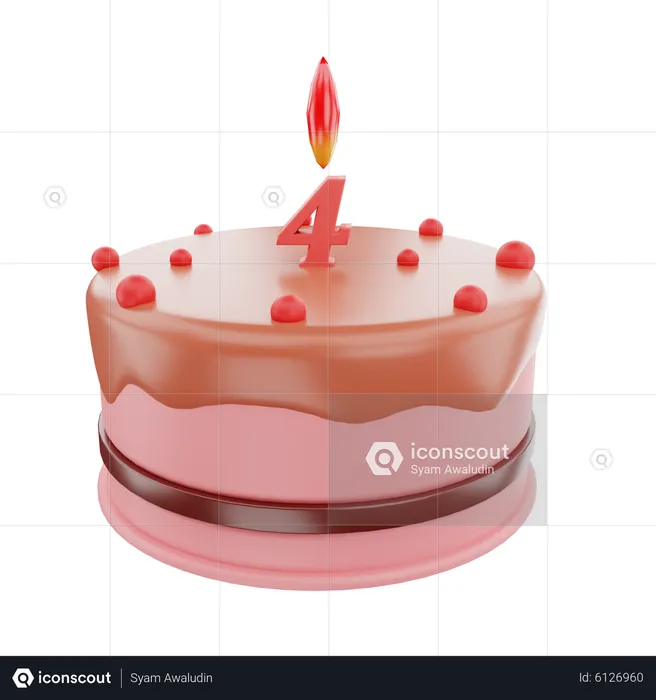 Bolo de 4º aniversário  3D Icon