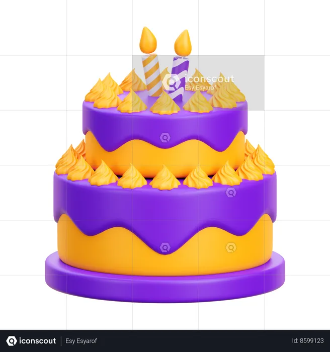 Bolo de aniversário  3D Icon