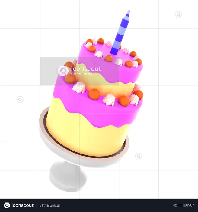 Bolo de aniversário  3D Icon