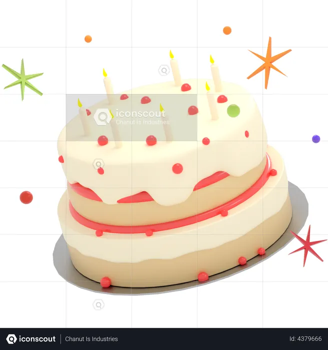 Bolo de aniversário  3D Illustration