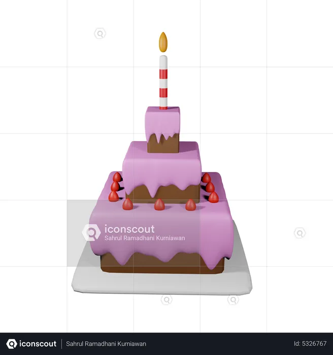 Bolo de aniversário  3D Icon