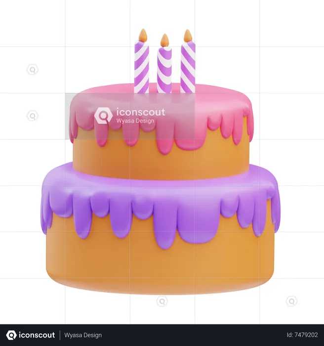 Bolo de aniversário  3D Icon