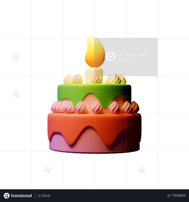 Bolo de aniversário  3D Icon