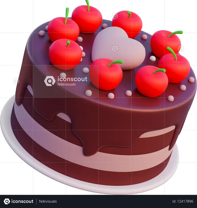 Bolo de chocolate com cerejas  3D Icon