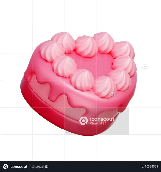 Bolo de coração  3D Icon