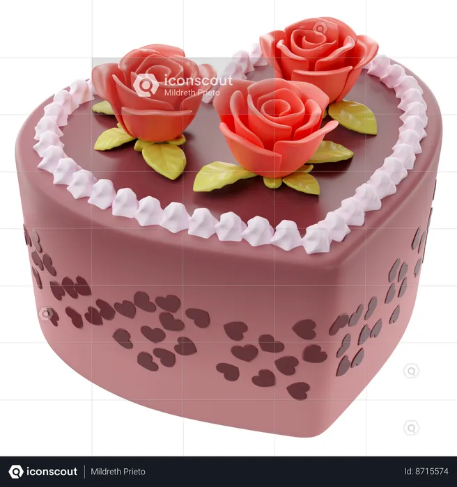 Bolo de rosa  3D Icon