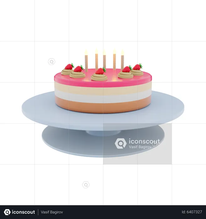 Bolo de vela  3D Icon