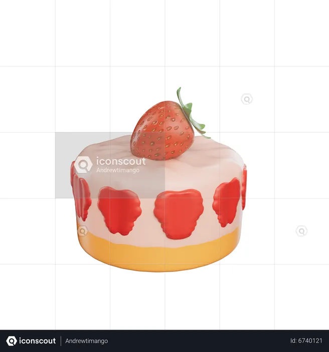 Bolo de morango  3D Icon