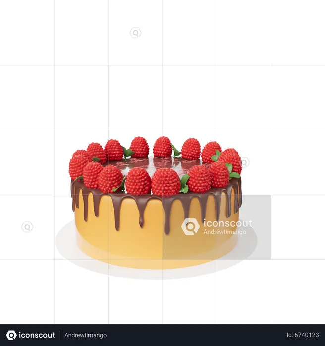 Bolo de morango  3D Icon