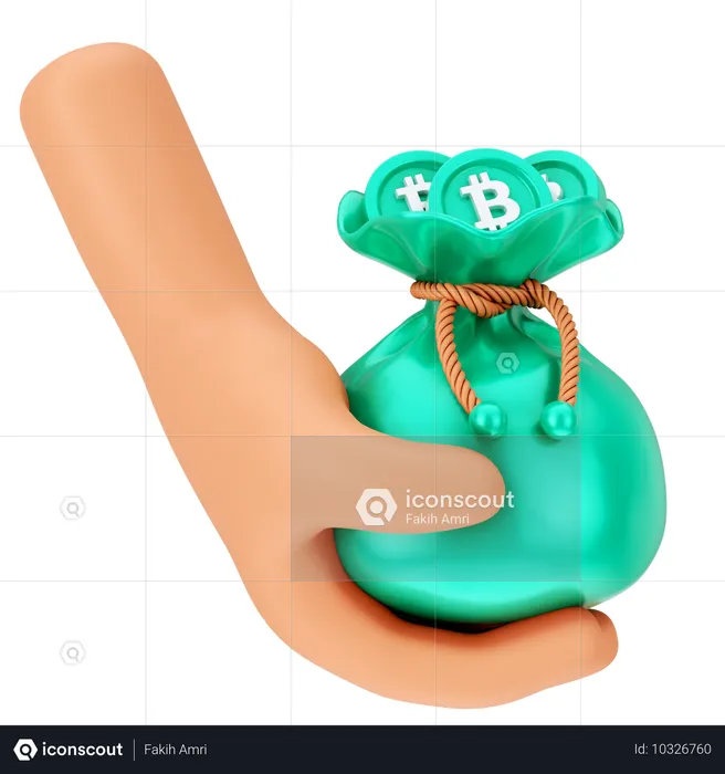 Saco de bitcoin  3D Icon