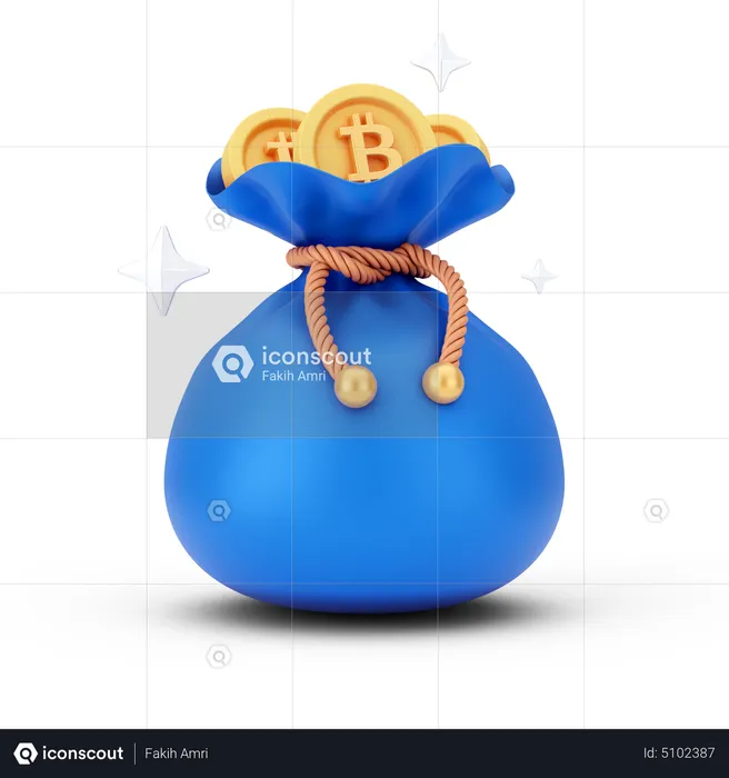 Saco de bitcoin  3D Icon