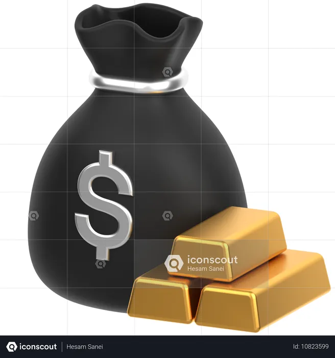 Bolsa de dinero con oro  3D Icon